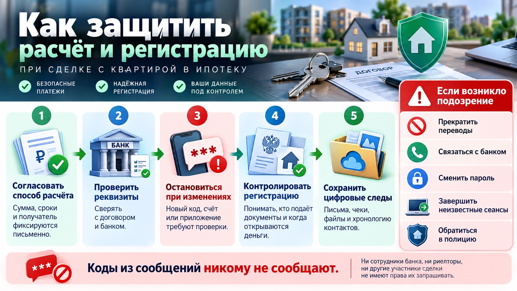 Безопасный расчёт и регистрация сделки с квартирой.